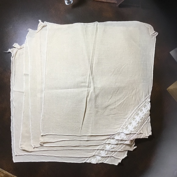 6 Vintage Cloth Cocktail Napkins Embroidered Corner Ivory Cream Classic Linens - Picture 2 of 7